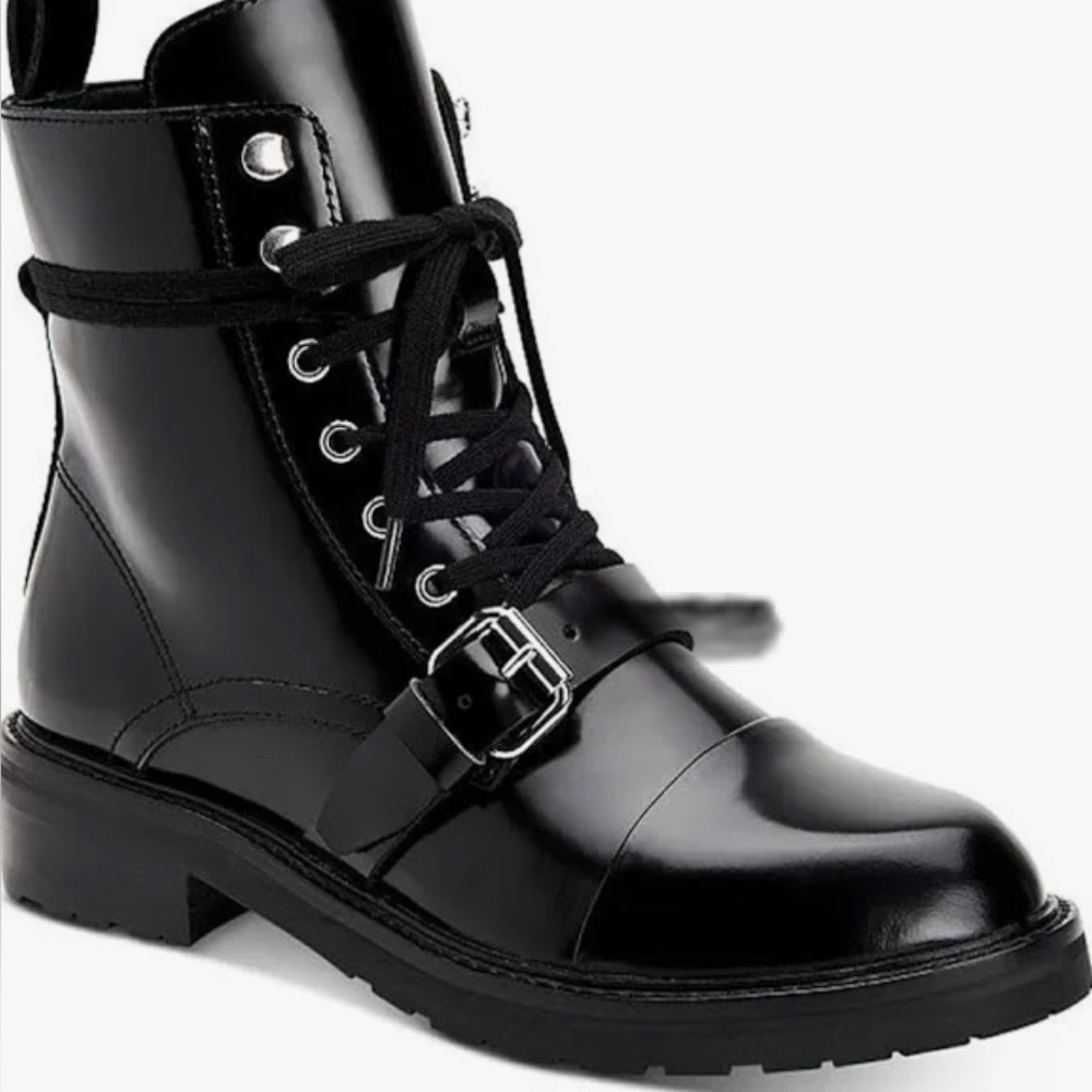 All Saints Donita Women's Black Leather Ankle Boots Size 8M ~ worn once in home - Picture 2 of 7